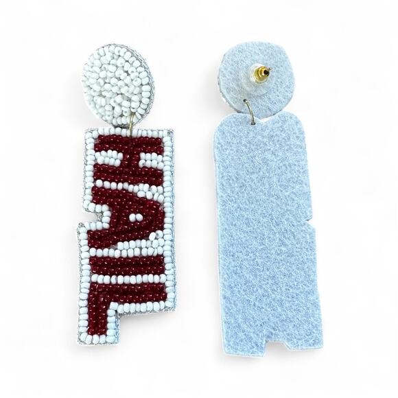 Hail State Beaded Earrings - Mississippi State Earrings - Game Day Earrings - Picture 3 of 3